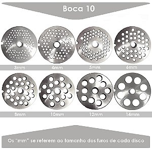 Disco Inox para Moedor de Carne Boca 10 - de 3mm a 14mm