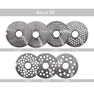 Disco Inox Para Moedor De Carne Boca 98 - de 3mm a 14mm