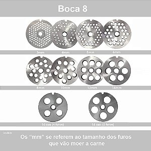 Disco Aço carbono Para Moedor De Carne Boca 8 - de 3mm a 14mm
