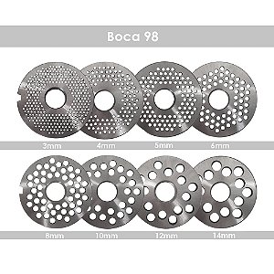 Disco Aço carbono Para Moedor De Carne Boca 98 - de 3mm a 14mm