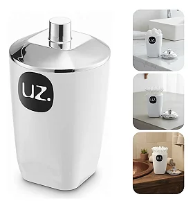 Porta Algodão Premium Acrílico Branco Metalizado Luxo - Uz