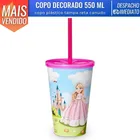Copo decorado Infantil 550ml plástico C/tampa Reta usual