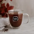 Caneca de vidro térmica 350ml Borossilicato Transparente Uz