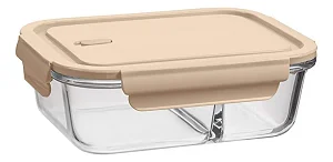 Pote de vidro borossilicato Com Divisória Capuccino 1l Uz Marrom-claro