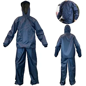 Capa e calça de chuva Pvc c/ manga Tam. GG Azul - yin's