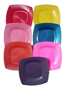 Prato quadrado sobremesa colorido 17x17cm Plastico