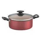 Caçarola com asa aluminio 2.3L tampa de vidro vermelho Tramontina