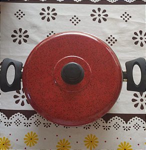 Caçarola com asa 1.750 litros aluminio - vermelha Nicopan.