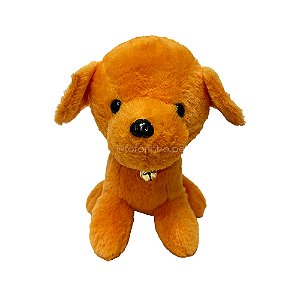 Cachorro com Sininho de Pelúcia cor cenoura, toque macio, presente, máquina de bichinhos, ursinho de pelúcia
