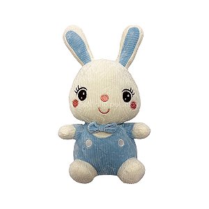 Coelho com Borboletinha Azul de Pelúcia 35cm, presente, ursinho de pelúcia