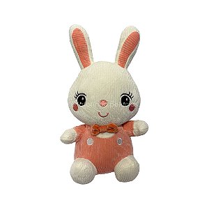 Coelho com Borboletinha Coral de Pelúcia 35cm, presente, ursinho de pelúcia