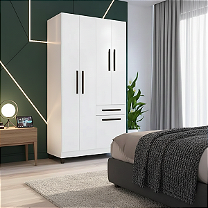 Roupeiro Solteiro Laguna 5 Portas 1 Gaveta Branco