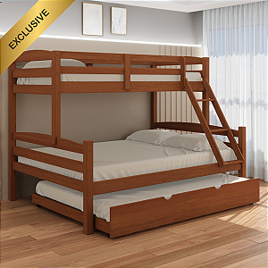 Treliche Casal + Solteiro com cama auxiliar Casal