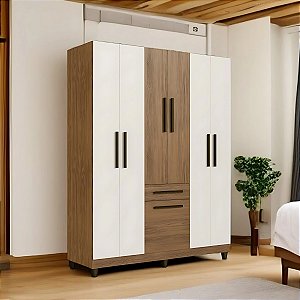 Roupeiro Laguna 7 portas e 1 gaveta na cor Canela