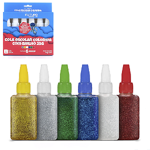 COLA COLORIDA C/ GLITER 6 CORES 25GR SORTIDAS FUTURO