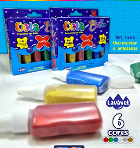 COLA COLORIDA C/ GLITER 6 CORES 25GR SORTIDAS MAKE+