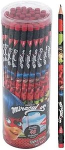 LAPIS GRAFITE PRETO HB C/ BORRACHA DECORADO MIRACULOUS TRIS