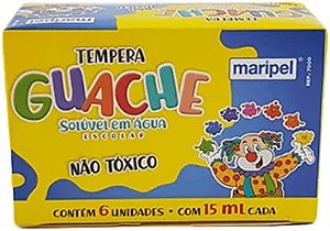 TINTA GUACHE 6 CORES 15ML MARIPEL