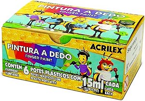 PINTURA A DEDO C/ 6CORES 15ML ACRILEX