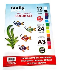 BLOCO COLORIDO A3 110G 12CORES C/ 24FLS SCRITY