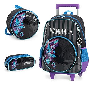KIT MOCHILA COM LANCHEIRA PRETO WANDINHA - LUXCEL