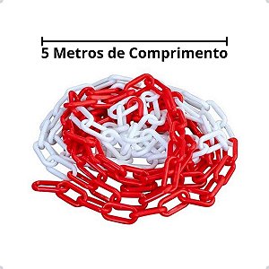 Corrente Plástica 5m 6mm Sinalização Elo Pequeno Zebrada