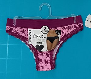 Conjunto de Calcinhas Femininas com Detalhes em Renda - 2 Peças
