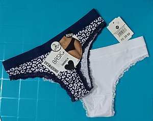 Conjunto de Calcinhas Femininas com Detalhes em Renda - 2 Peças