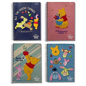 Caderno capa dura 1/4 espiral 80 folhas Disney Winnie the Pooh StarSchool Jandaia