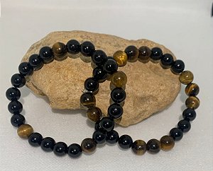 Pulseira Pedra Onix com Olho de Tigre