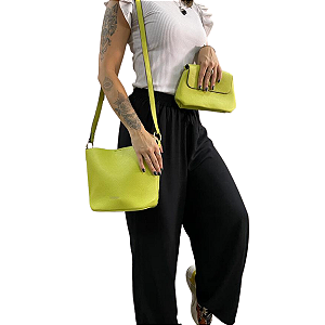 Kit Mãe & Filha 2 Peças Bolsa Feminina Média & Grande  - Verde Limão