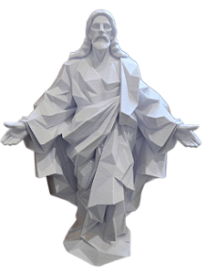 Estátua Jesus em Formato Geométrico em 3D – Design Moderno
