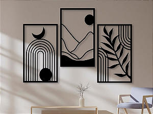 Kit 3 Quadros Vazados Decorativos – Geométrico Moderno