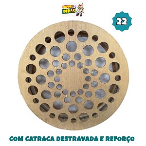 Carretilha de madeira crua com catraca destravada e reforço 22 polegadas (55 cm)