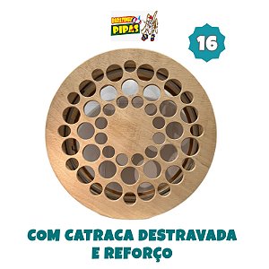 Carretilha de madeira crua com catraca destravada e reforço 16 polegadas (40 cm)