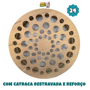 Carretilha de madeira crua com catraca destravada e reforço 24 polegadas (60 cm)