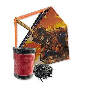 Kit Pacote de pipa mucha 50 cm + Rabiola 100 metros + Lata com 1000 jardas de linha vera cruz