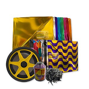 Kit Pacote de Flechinha pequena laminada 35x35 + Rabiola 100 metros + Carretilha de plástico grande + Linha 1500 jardas vera cruz.