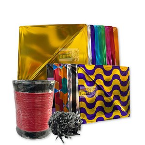 Kit Pacote de Flechinha pequena Laminada 35x35 + Rabiola 100 metros + Lata com 1000 jardas de linha vera cruz.