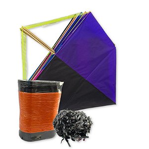 Kit Pacote de pipa mucha 55 cm + Rabiola 100 metros + Lata com 500 jardas de linha vera cruz.