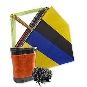Kit Pacote de pipa mucha 60 cm + Rabiola 100 metros + Lata com 500 jardas de linha vera cruz.