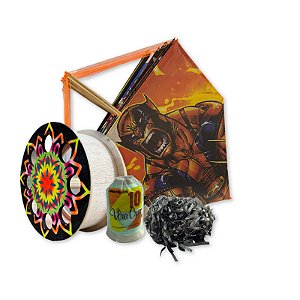 Kit Pacote de pipa mucha pequena 50 cm + Rabiola 100 metros + Carretilha de madeira 12 polegadas + Linha 1000 jardas vera cruz.