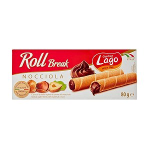 Rolinhos de Wafer Recheados com Creme de Avela e Cacau Lago 80g