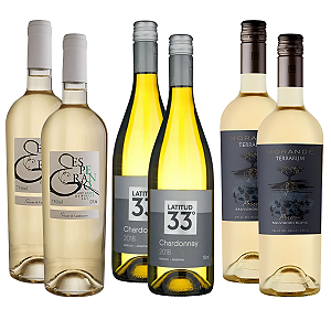 Kit 6 Vinhos Brancos – Pinot Grigio, Chardonnay e Sauvignon