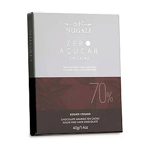 Chocolate Amargo 70% Zero Açucar Nugali 40g