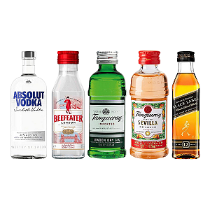 Kit Mini Destilados – Vodka, Gin e Whisky 50ml