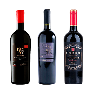 Kit 3 Vinhos Italianos Primitivo – Região da Puglia