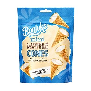 Mini Waffle Cones com Chocolate Branco e Baunilha Bonjuks 50g