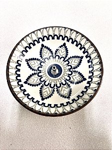 Incensário de Porcelana - Azul e Prata