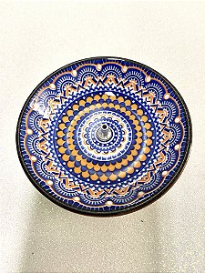 Incensário de Porcelana - Laranja e Azul